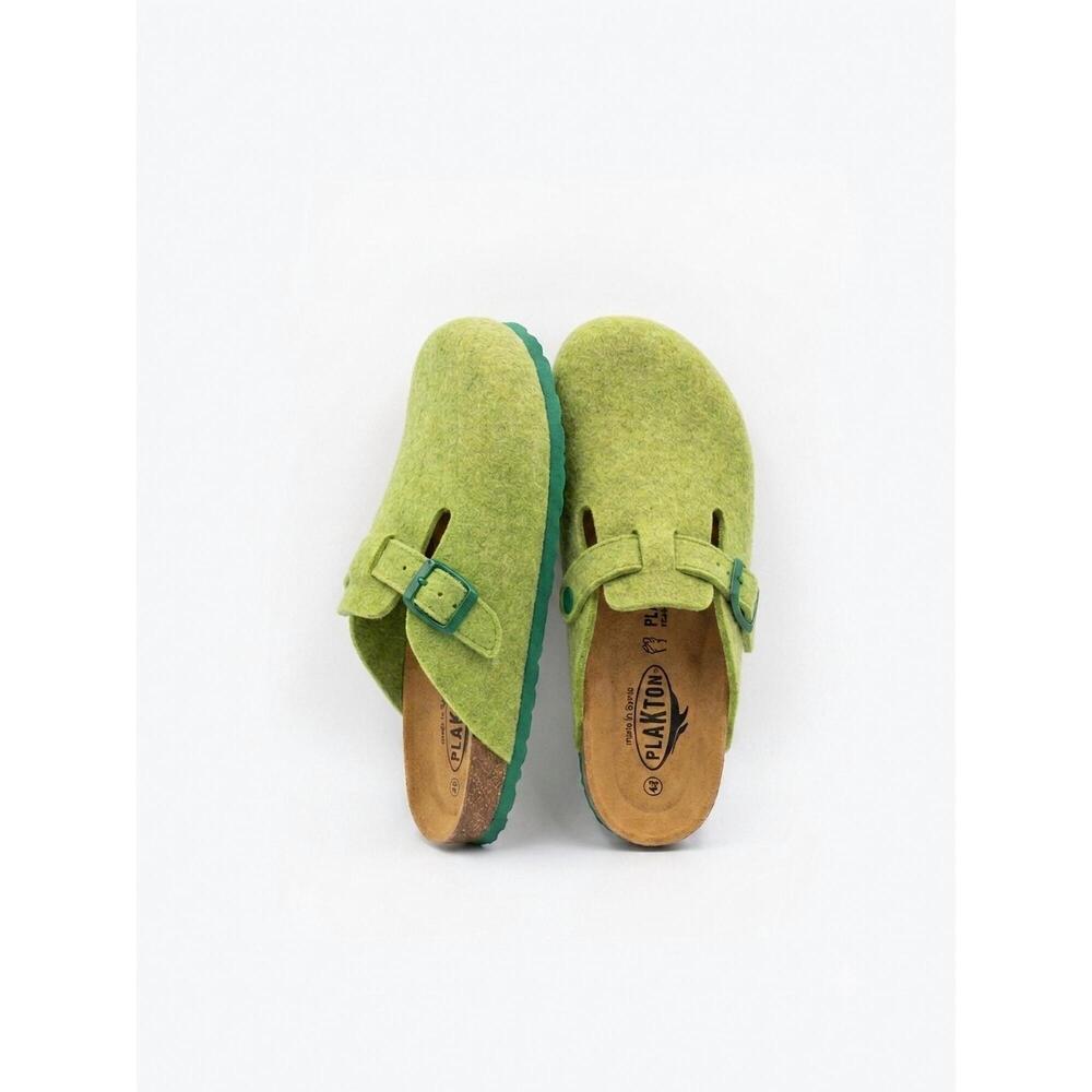 NEW PLAKTON women's fieltro lana blog slippers in verde